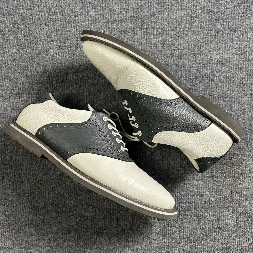 G/FORE Golf Shoes Mens Size 12 White Gray Saddle Spiked Sneakers G4MF20EF03